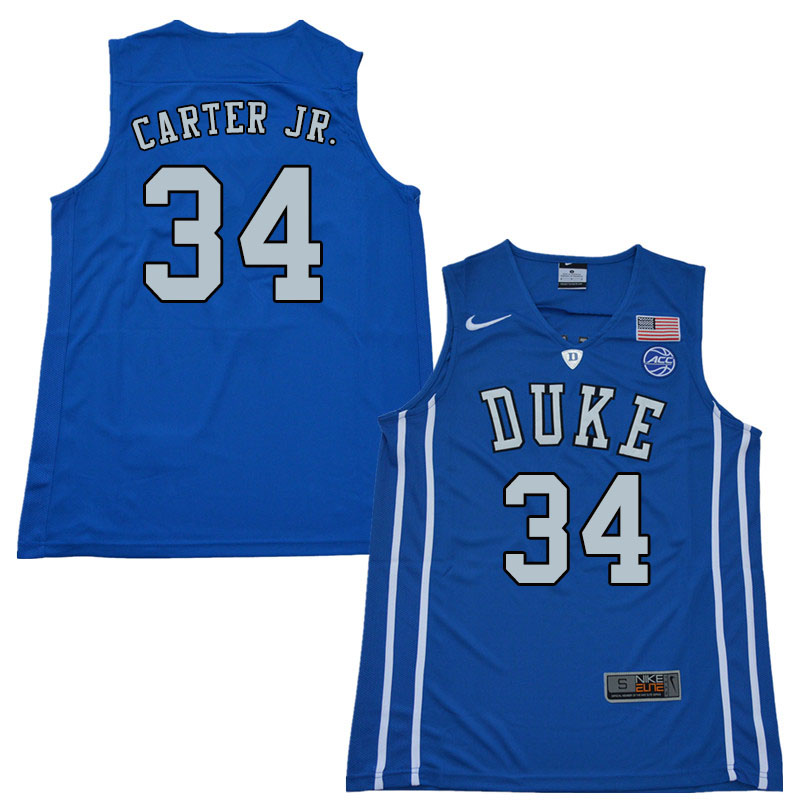 2018 Men #34 Wendell Carter Jr. Duke Blue Devils College Basketball Jerseys Sale-Blue